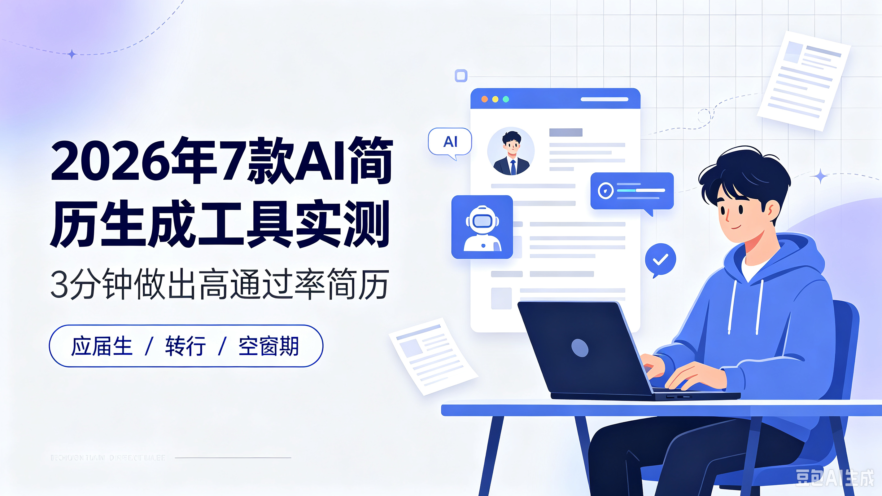 2026年7款AI简历生成工具实测：3分钟做出高通过率简历，适配应届生/转行/空窗期